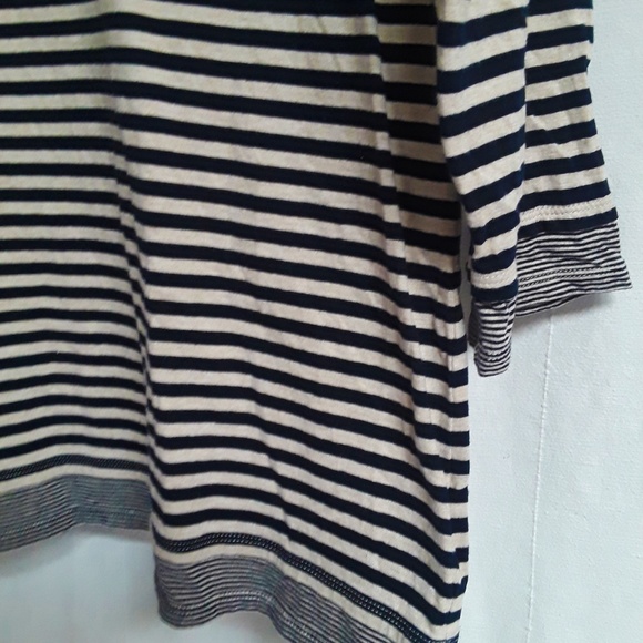 Liz Claiborne Beige & Black Stripe V-Neck T-Shirt XL (T-399) - Picture 4 of 4